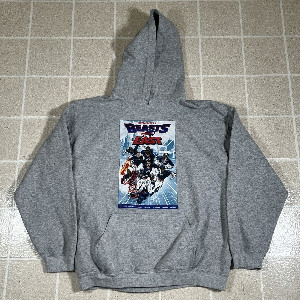 Buffalo Bills Hoodie "Beast Of The East"  Cartoonish Superheros  Size: Mens L